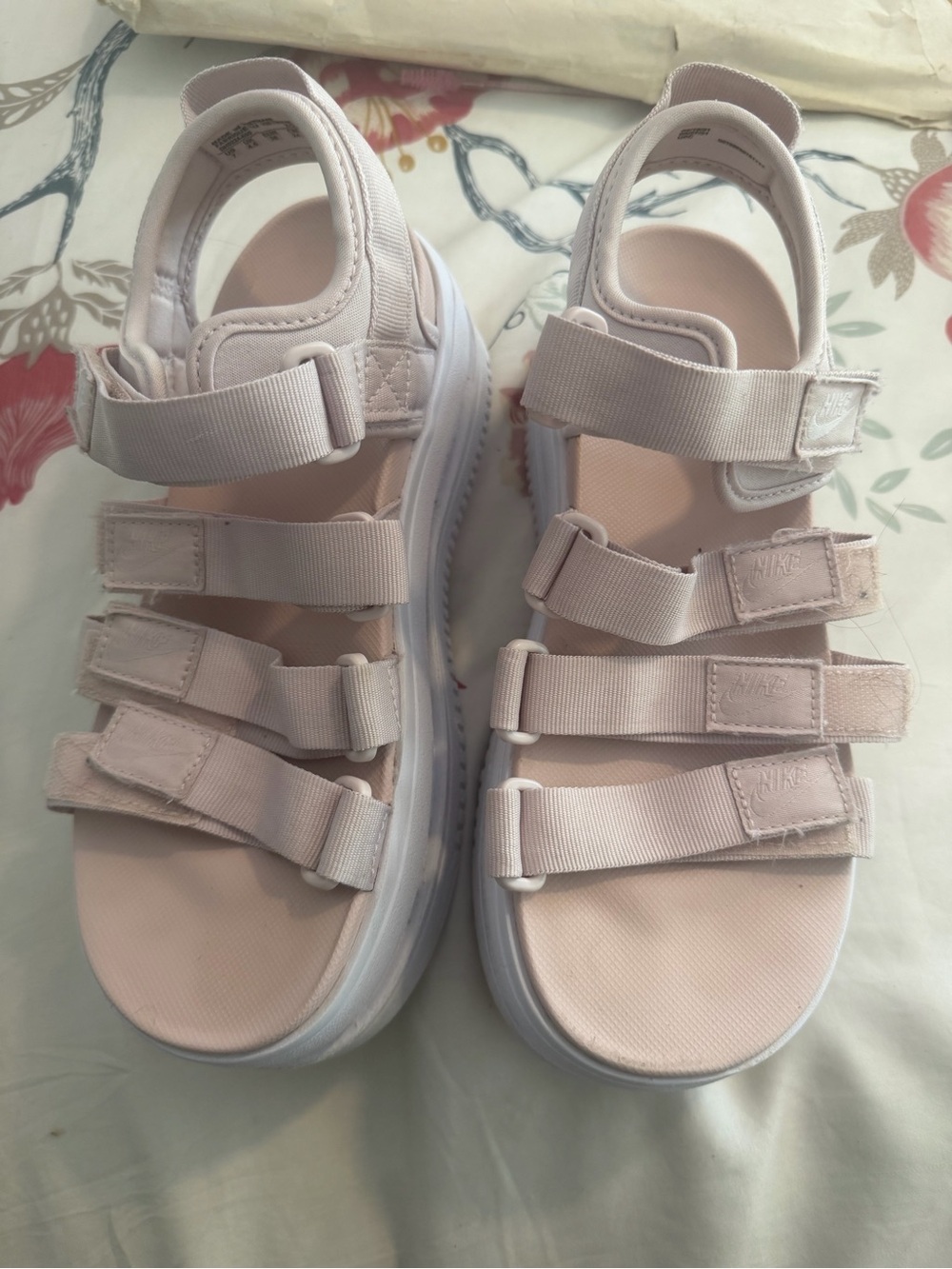 Nike Light Pink Multi-Strap Platform Sandals